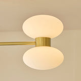 Rosetto 6 Light Semi Flush Mount Ceiling Light in Warm Brass with Opal Glass