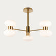 Rosetto 6 Light Semi Flush Mount Ceiling Light in Warm Brass with Opal Glass