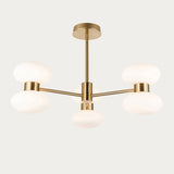 Rosetto 6 Light Semi Flush Mount Ceiling Light in Warm Brass with Opal Glass
