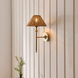 Antique Brass Plate & Dark Rattan