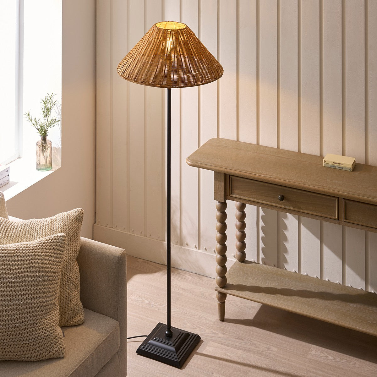 Matt Black & Dark Rattan