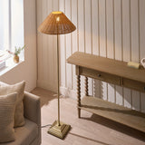 Antique Brass Plate & Dark Rattan