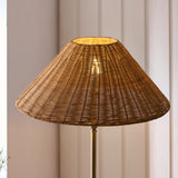 Antique Brass Plate & Dark Rattan