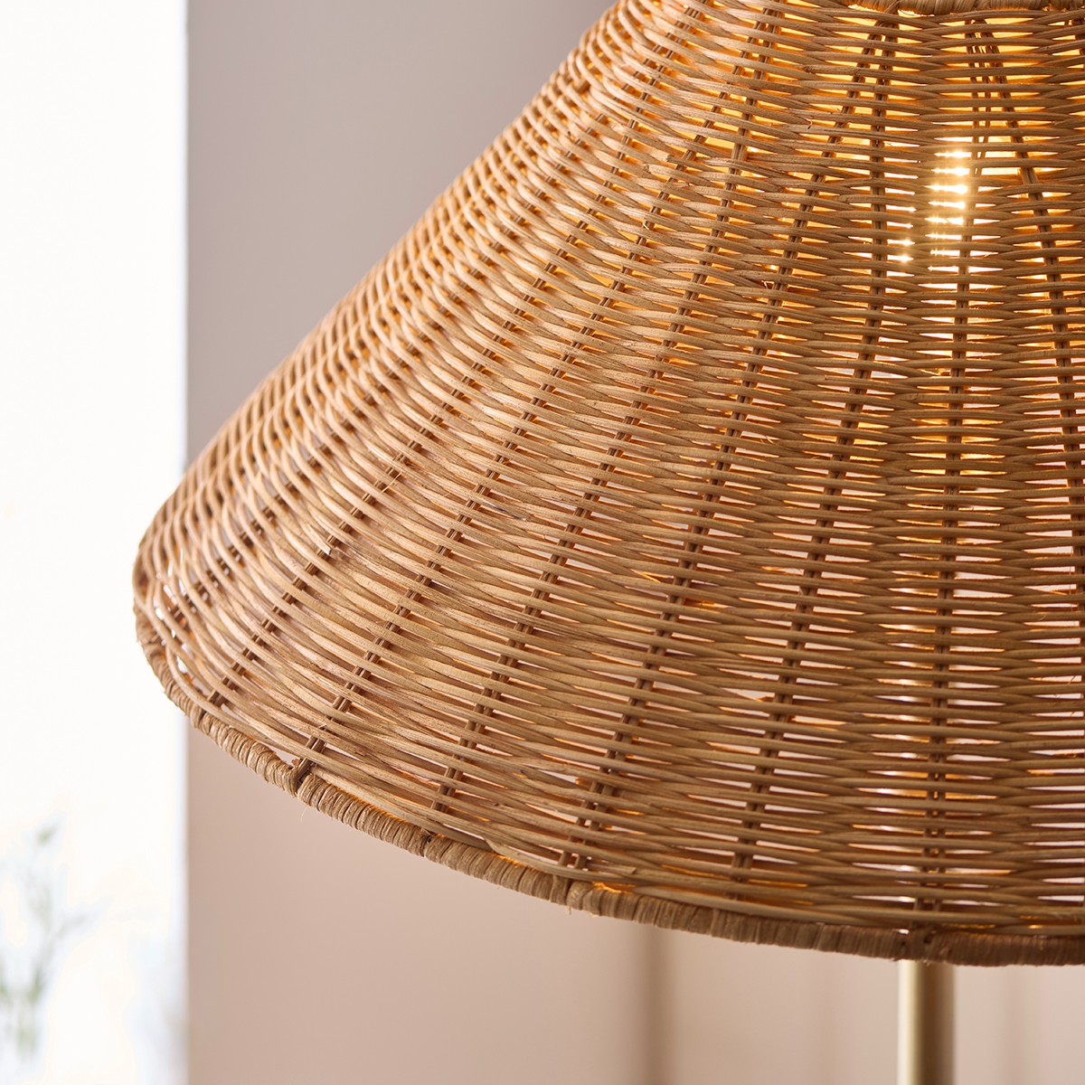 Antique Brass Plate & Dark Rattan