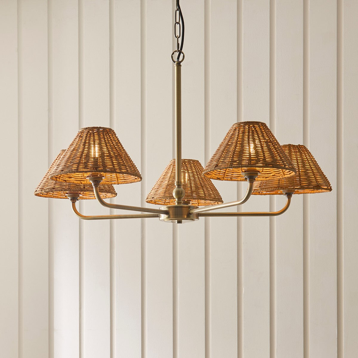 Antique Brass Plate & Dark Rattan