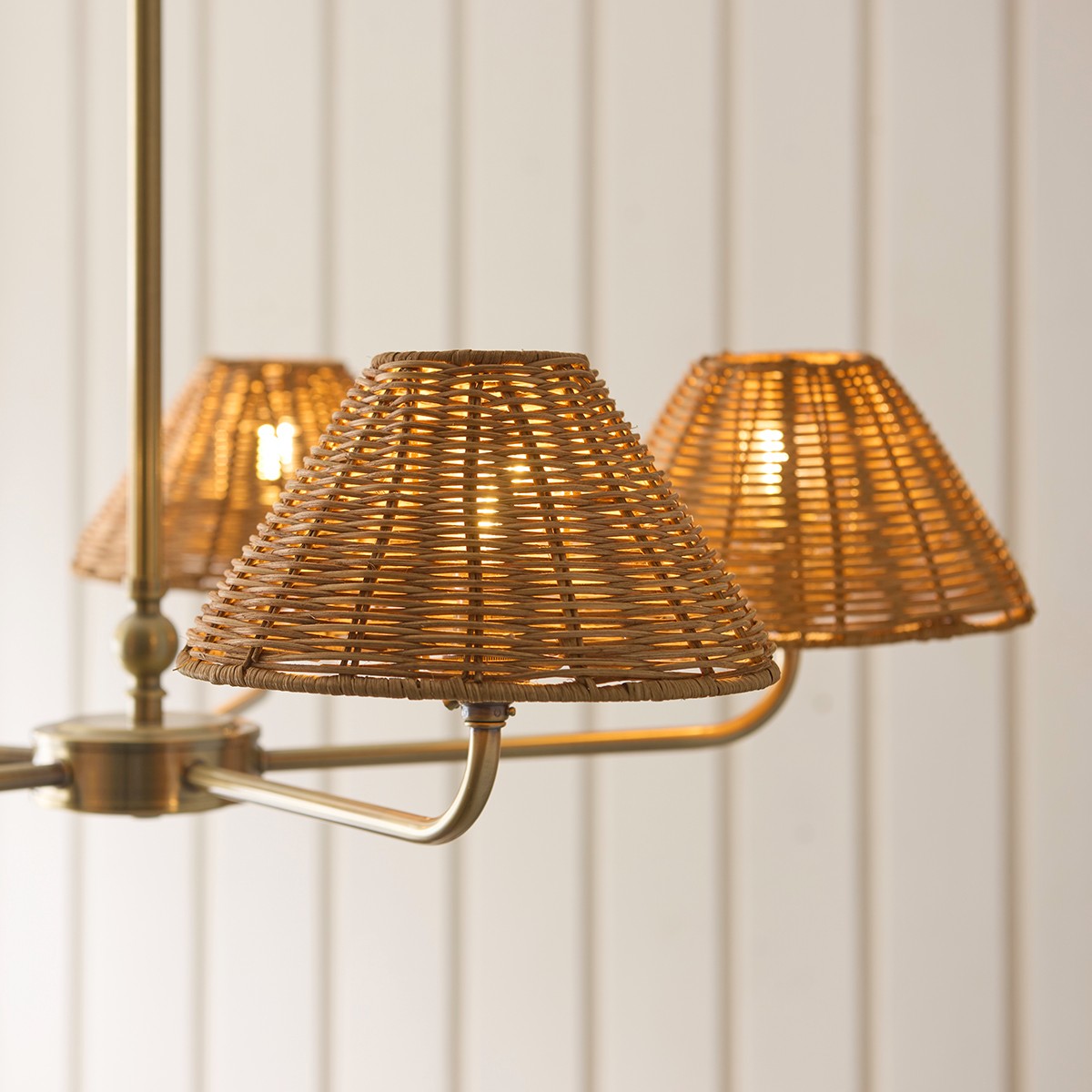 Antique Brass Plate & Dark Rattan