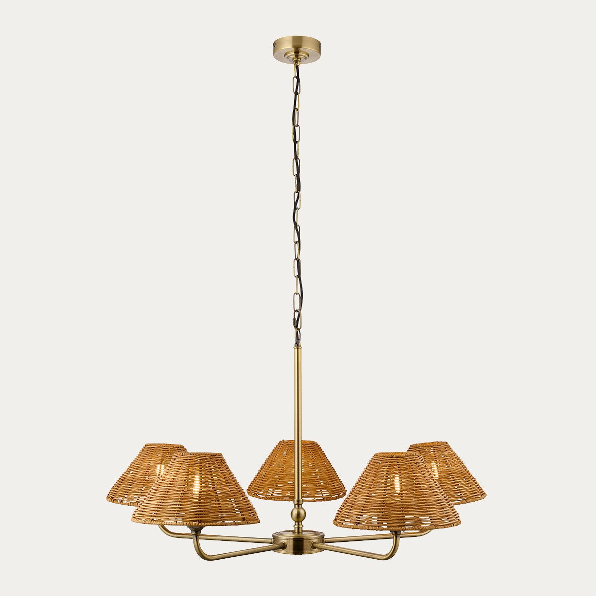 Antique Brass Plate & Dark Rattan