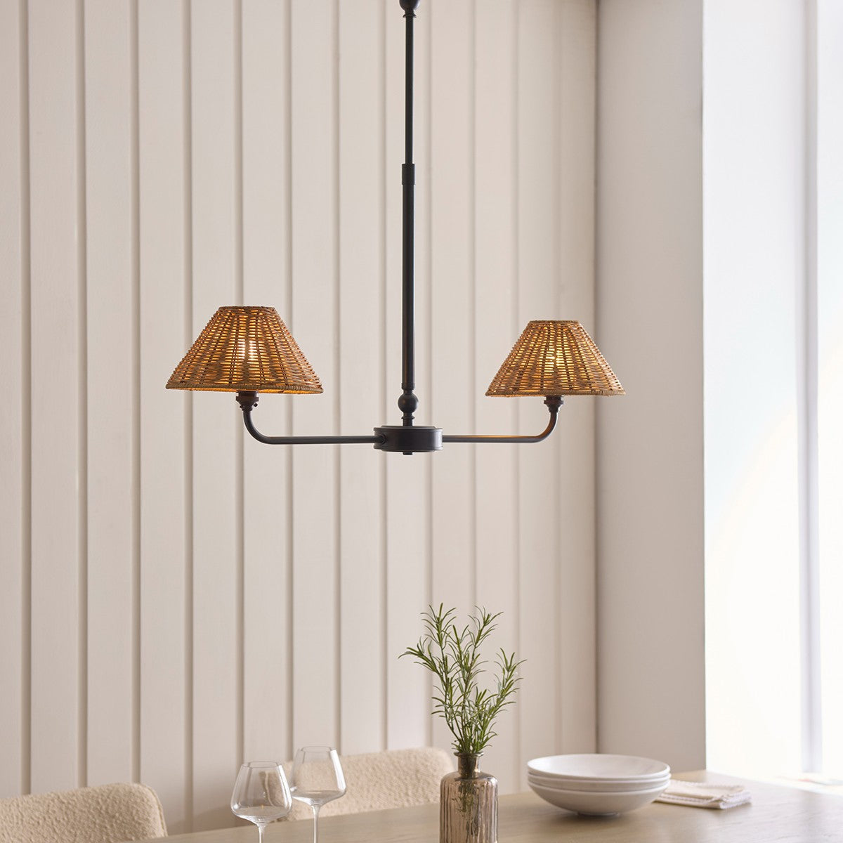 Matt Black & Dark Rattan