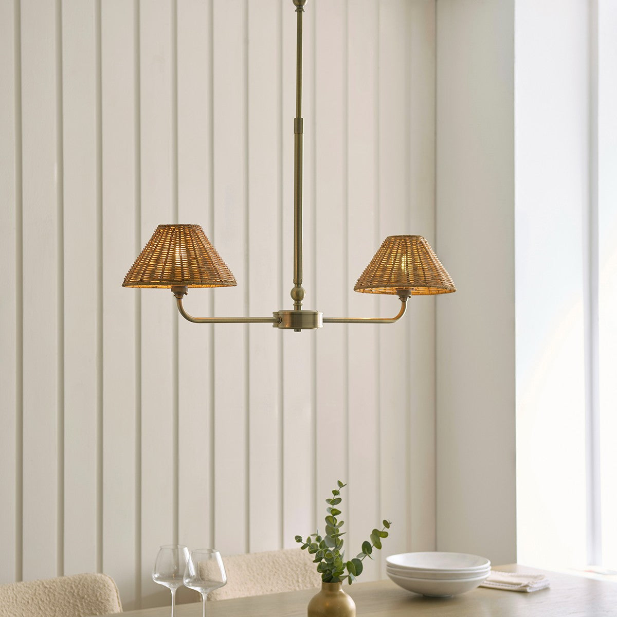 Antique Brass Plate & Dark Rattan