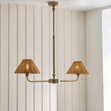 Antique Brass Plate & Dark Rattan