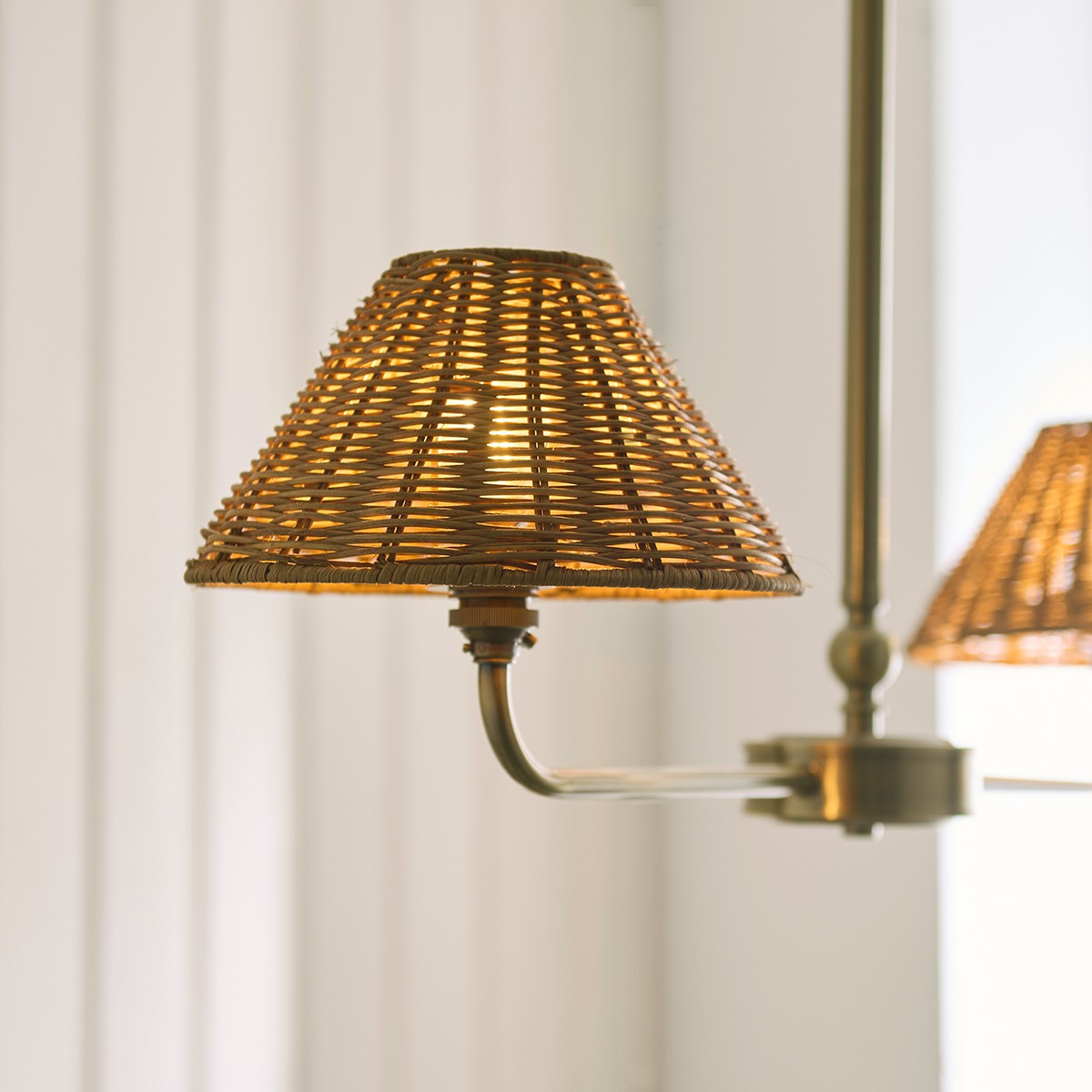 Antique Brass Plate & Dark Rattan
