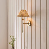 Antique Brass Plate & Natural Rattan