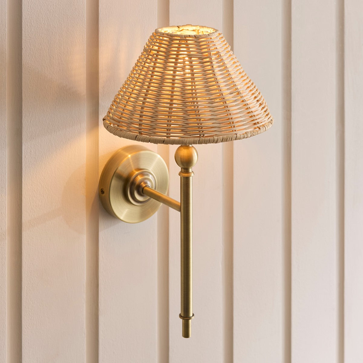 Antique Brass Plate & Natural Rattan