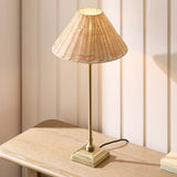 Antique Brass Plate & Natural Rattan