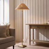 Antique Brass Plate & Natural Rattan