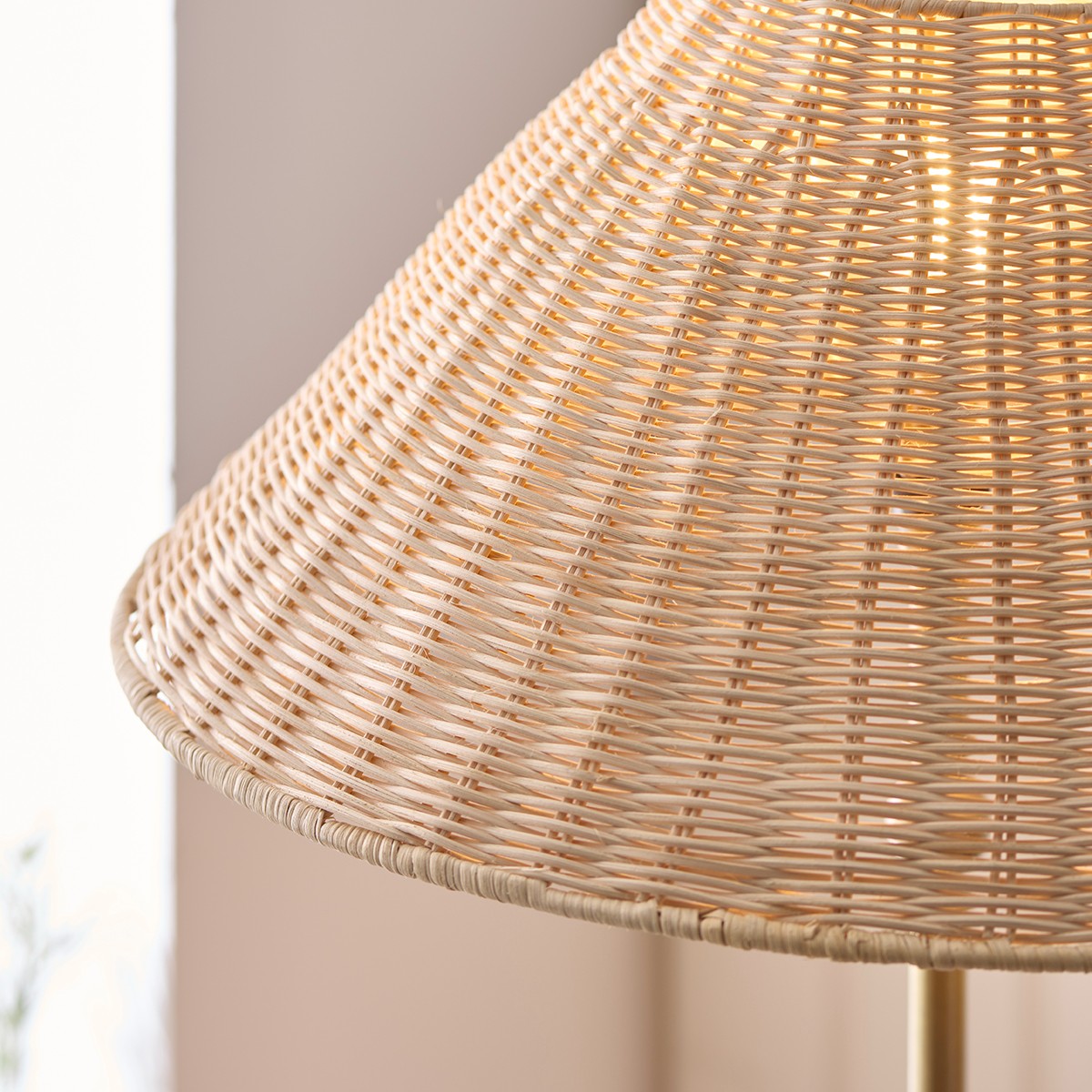 Antique Brass Plate & Natural Rattan