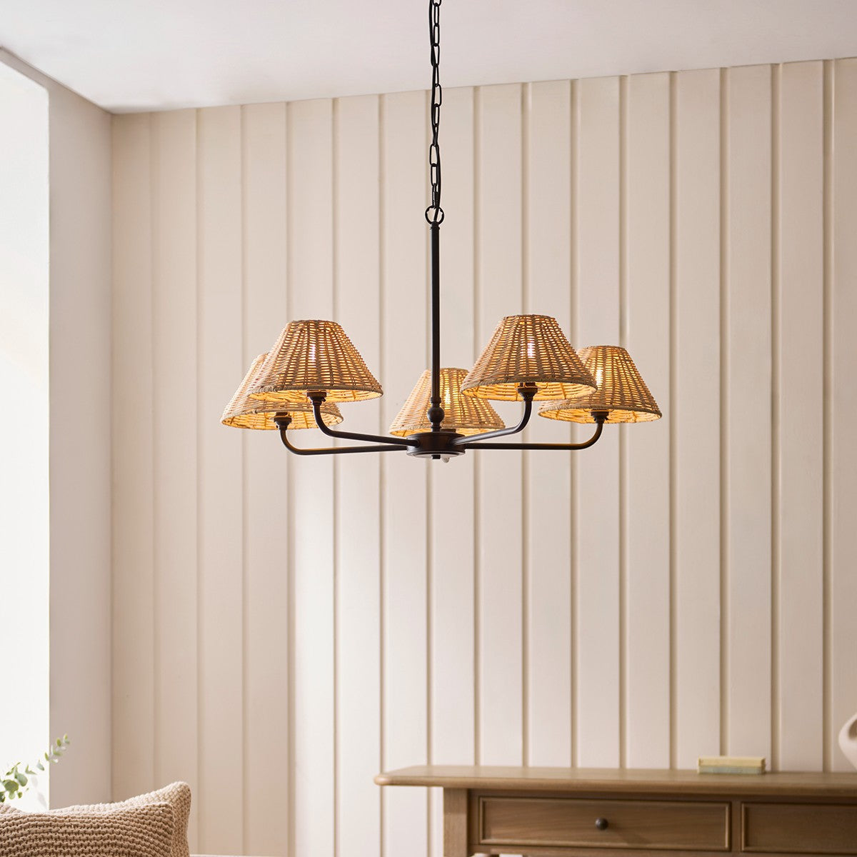Matt Black & Natural Rattan