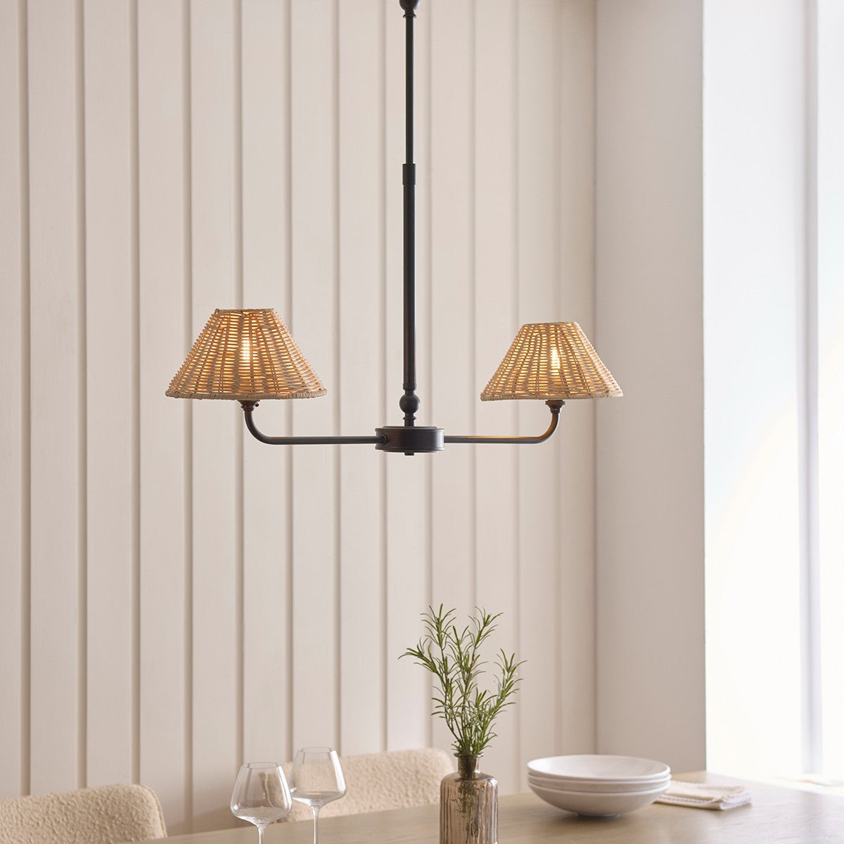 Matt Black & Natural Rattan