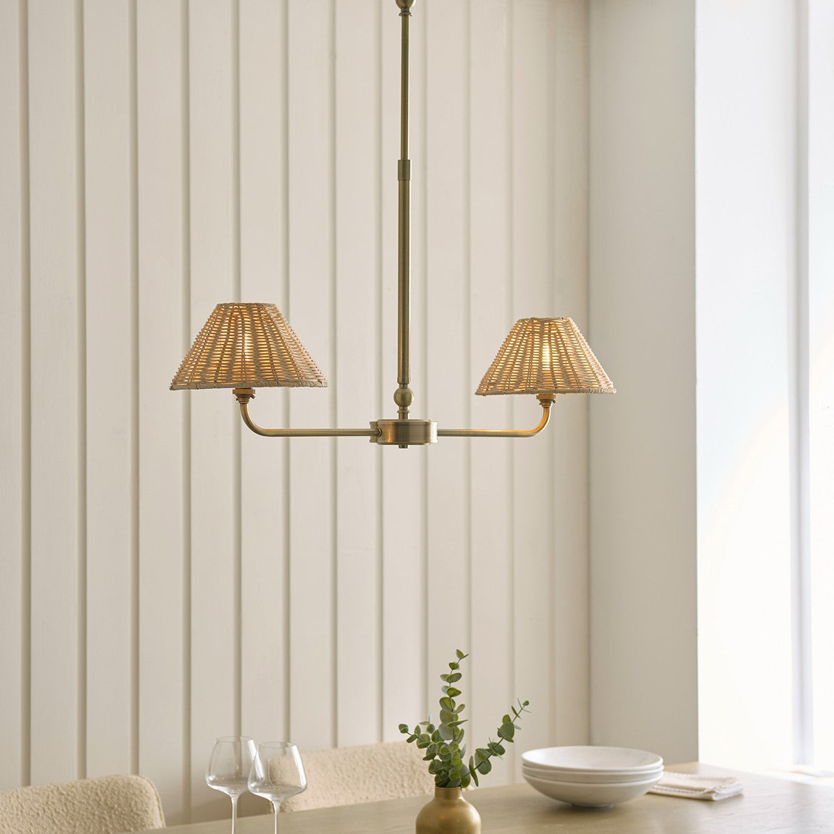 Antique Brass Plate & Natural Rattan