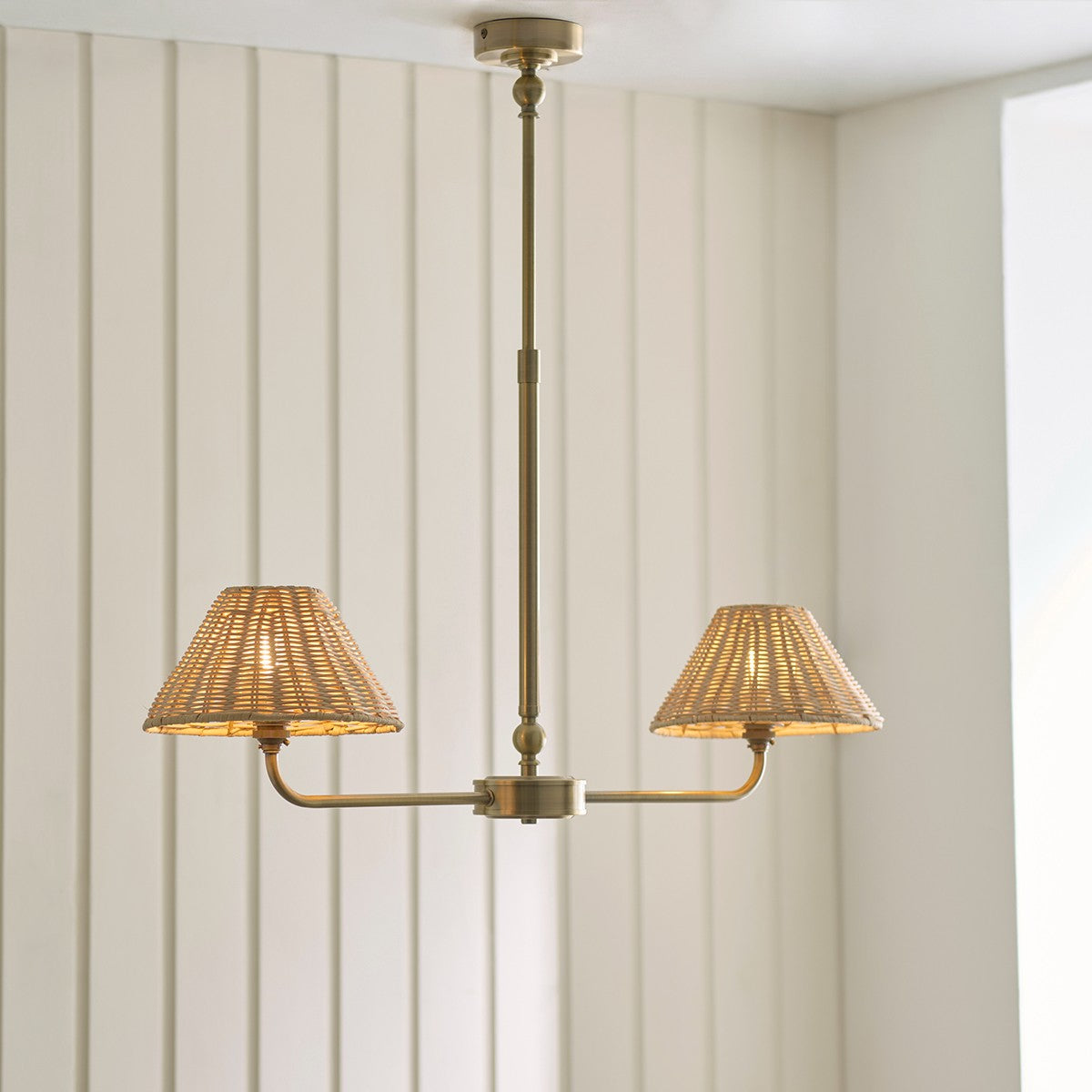 Antique Brass Plate & Natural Rattan