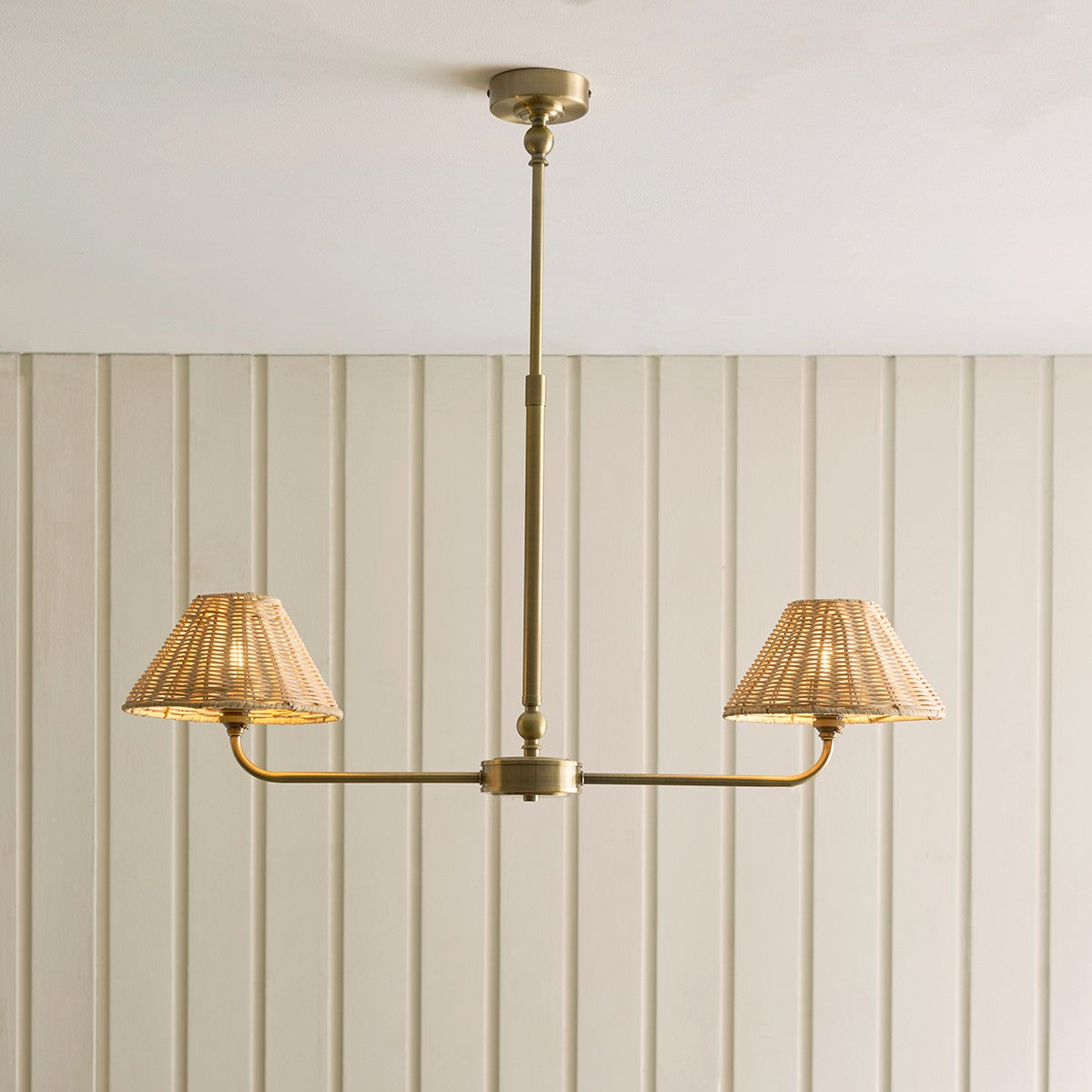 Antique Brass Plate & Natural Rattan