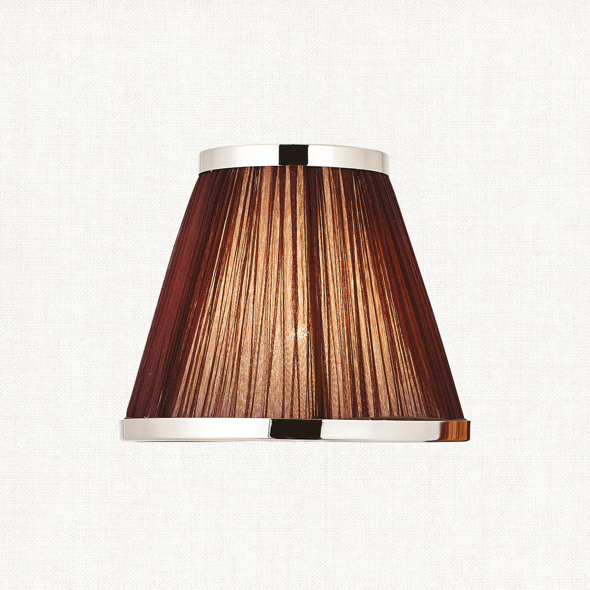 Chocolate organza and polished nickel plate 8 Inch