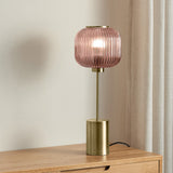 Antique Brass Plate & Pink Glass