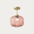 Antique Brass Plate & Pink Glass