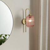 Antique Brass Plate & Pink Glass