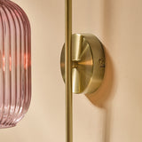 Antique Brass Plate & Pink Glass