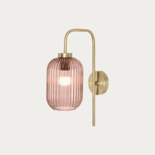 Antique Brass Plate & Pink Glass