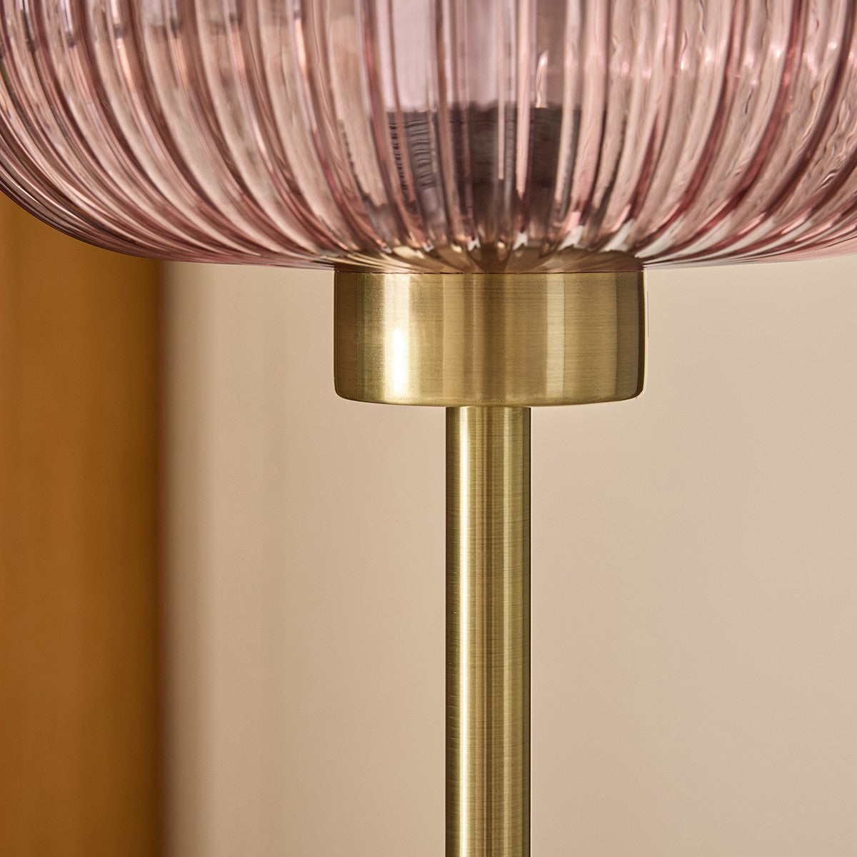 Antique Brass Plate & Pink Glass