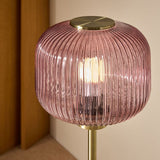 Antique Brass Plate & Pink Glass