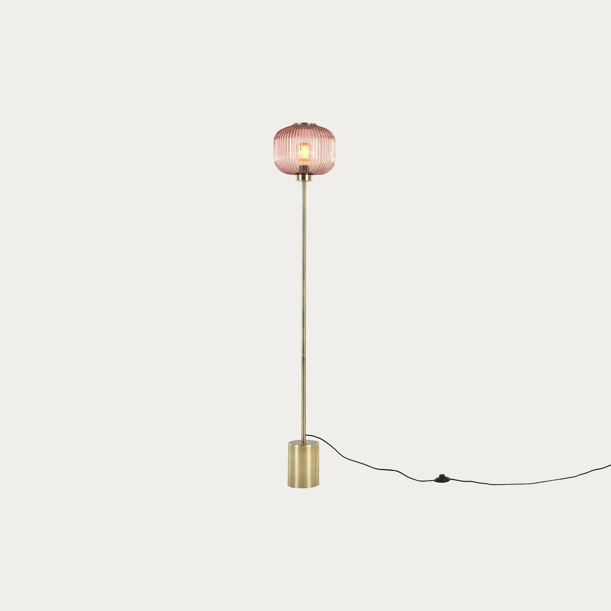 Antique Brass Plate & Pink Glass