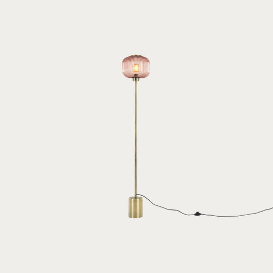 Antique Brass Plate & Pink Glass