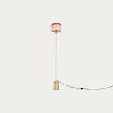 Antique Brass Plate & Pink Glass