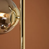 MADE Globe Smoked Grey Floor Lamp with Polished Brass and Lustre Glass