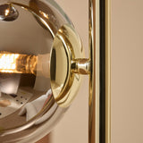 MADE Globe Smoked Grey Floor Lamp with Polished Brass and Lustre Glass