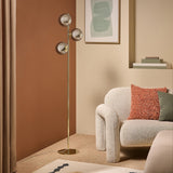MADE Globe Smoked Grey Floor Lamp with Polished Brass and Lustre Glass