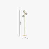 MADE Globe Smoked Grey Floor Lamp with Polished Brass and Lustre Glass