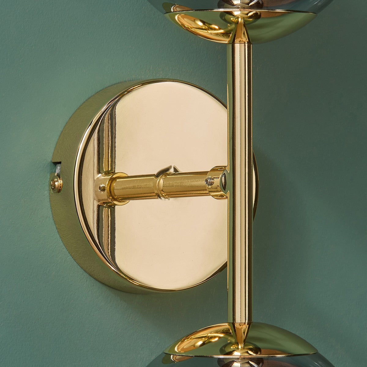 MADE Globe Gold Wall Light with Smoked Grey Glass Globe Shades