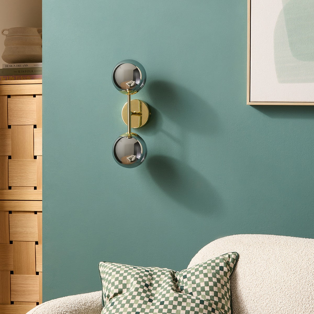 MADE Globe Gold Wall Light with Smoked Grey Glass Globe Shades