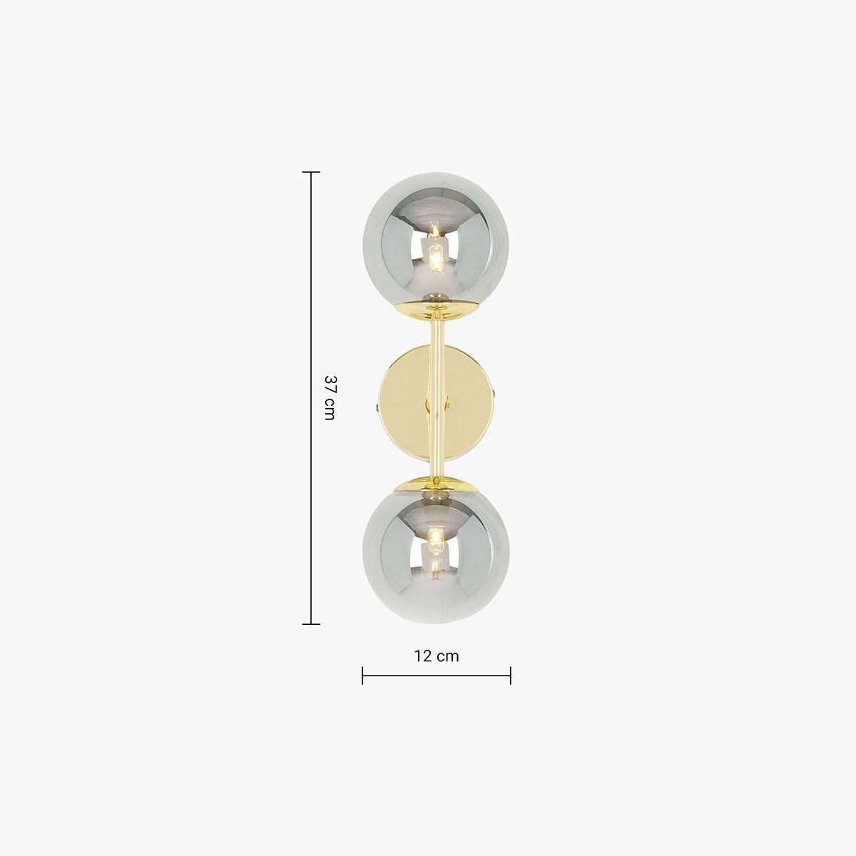 MADE Globe Gold Wall Light with Smoked Grey Glass Globe Shades