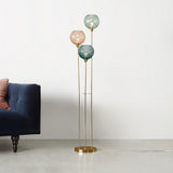 Polished Brass & Blue/Pink Toned Glass