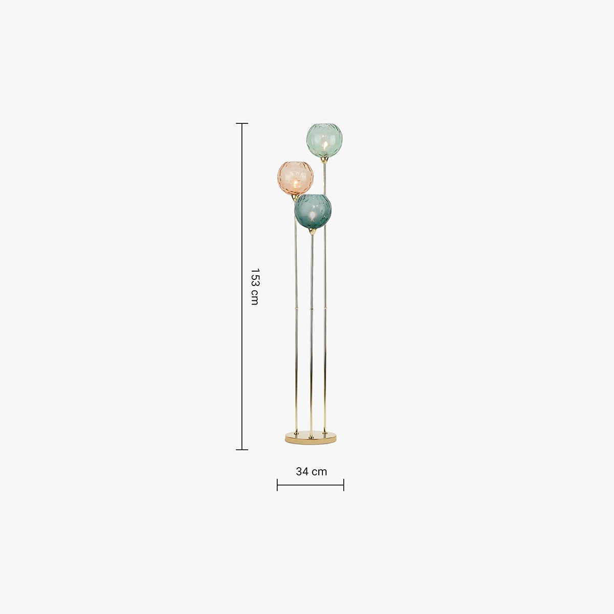 Polished Brass & Blue/Pink Toned Glass