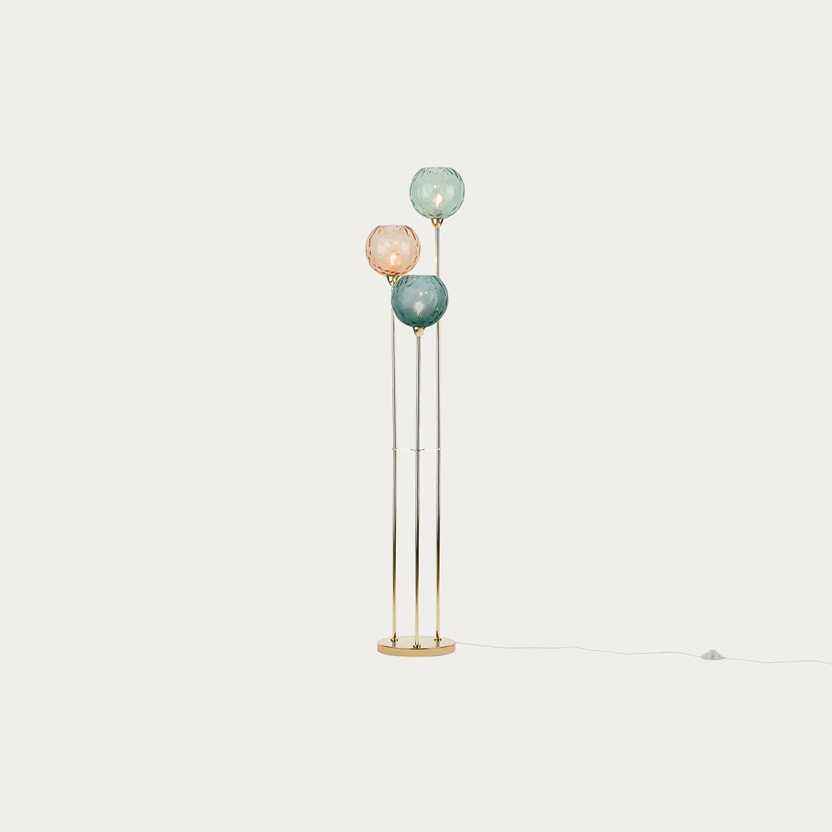 Polished Brass & Blue/Pink Toned Glass