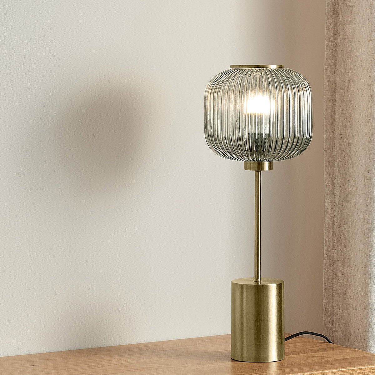 Antique Brass Plate & Grey Glass