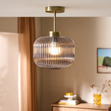 Antique Brass Plate & Grey Glass