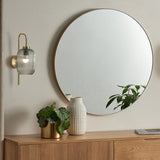 Antique Brass Plate & Grey Glass