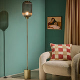 Antique Brass Plate & Grey Glass